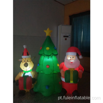 Árvore e rena inflável do Papai Noel para o Natal